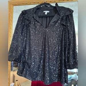 Crown & Ivy Black Sequin Top